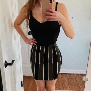 👗 skirt stripes white green khaki black highwaist